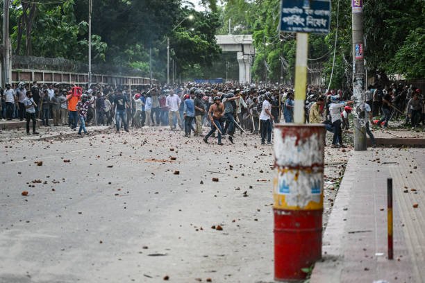 Clash Between Quota Protesters In Dhaka.