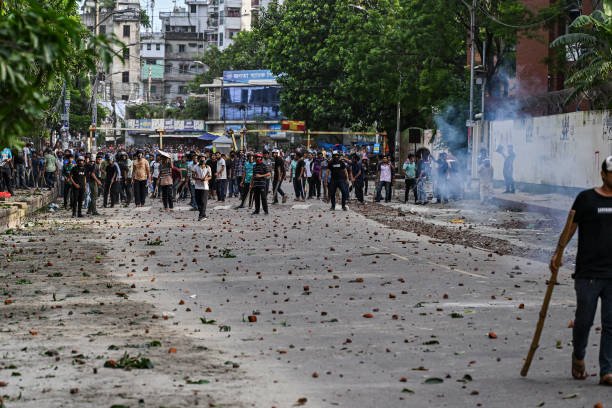 Clash Between Quota Protesters In Dhaka.