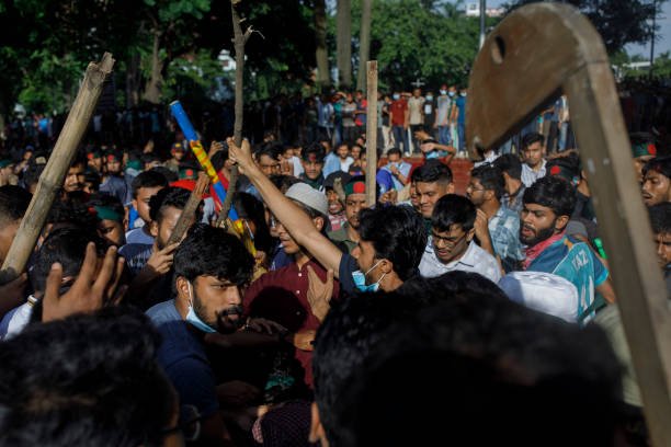 Anti-quota student's protester gathering in University of