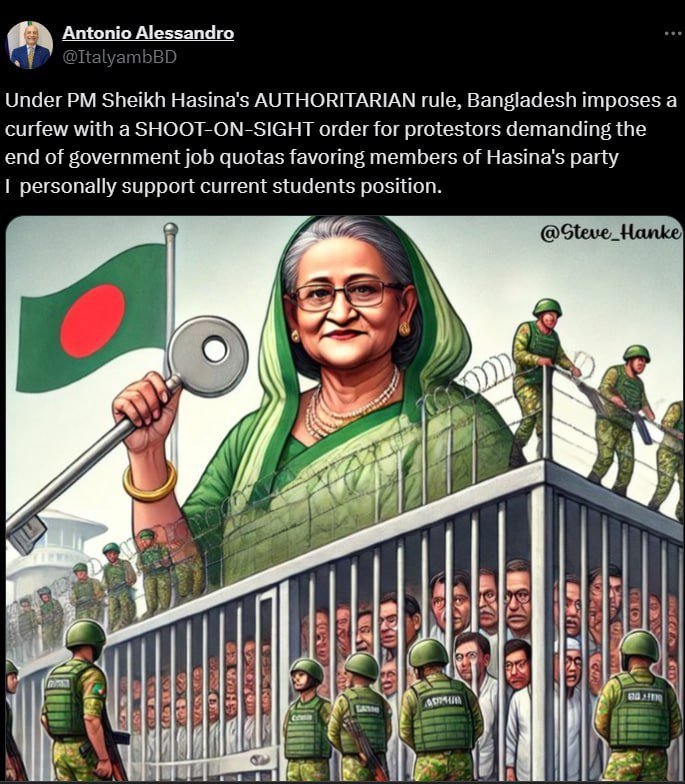 চলমান আন্দোলনকে সমর্থন জানিয়ে বাংলাদেশে নিযুক্ত ইতালির রাষ্ট্রদূতের টুইট!