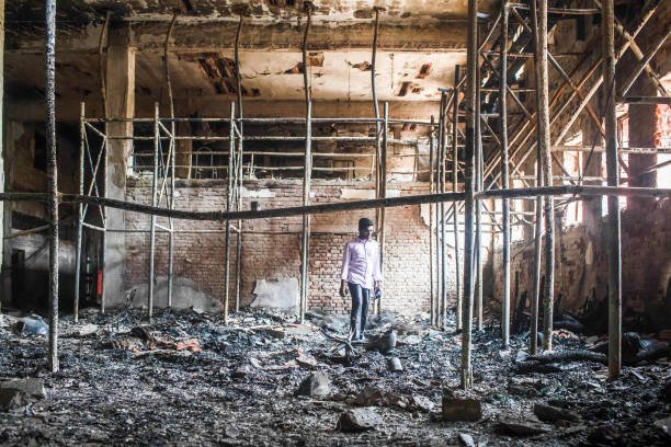 Broadcaster Bangladesh Television Center seen damaged