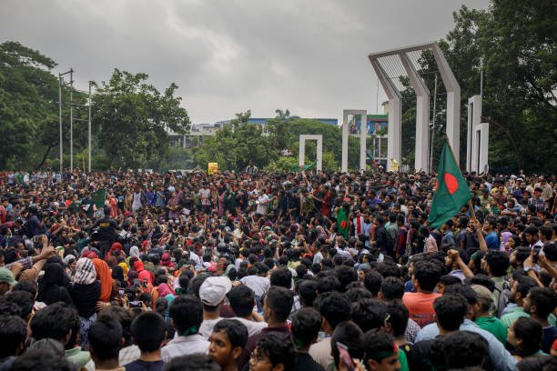 Student activists take part in a protest march at Central
