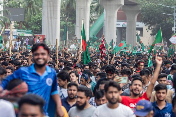 Anti-government protesters participate in the celebrations
