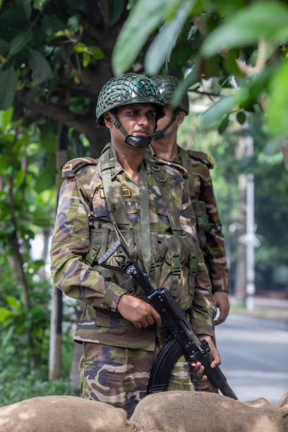Bangladeshi soldier stands on guard near Parliament house
