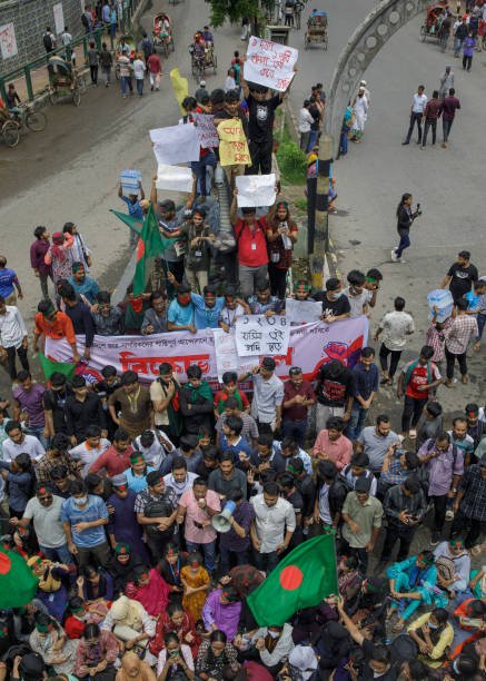 Students take part in a protest movement blocking the