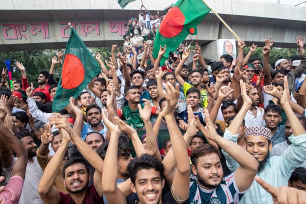Anti-government protestors are celebrating in Shahbag after