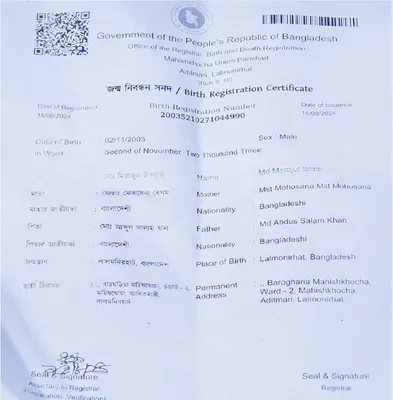 মো: শাহরিয়ার আল আফরোজ শ্রাবন